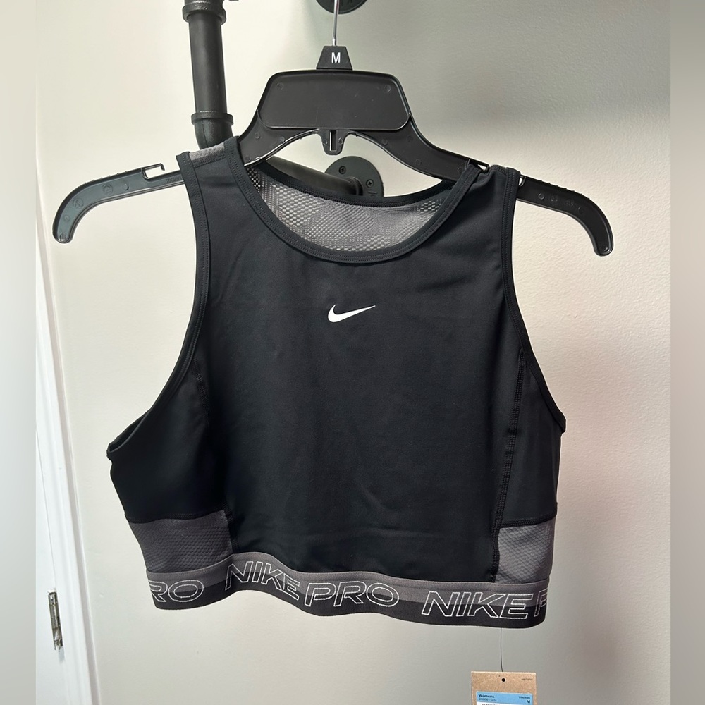 Nike Black & Gray Pro Crop Sports Bra